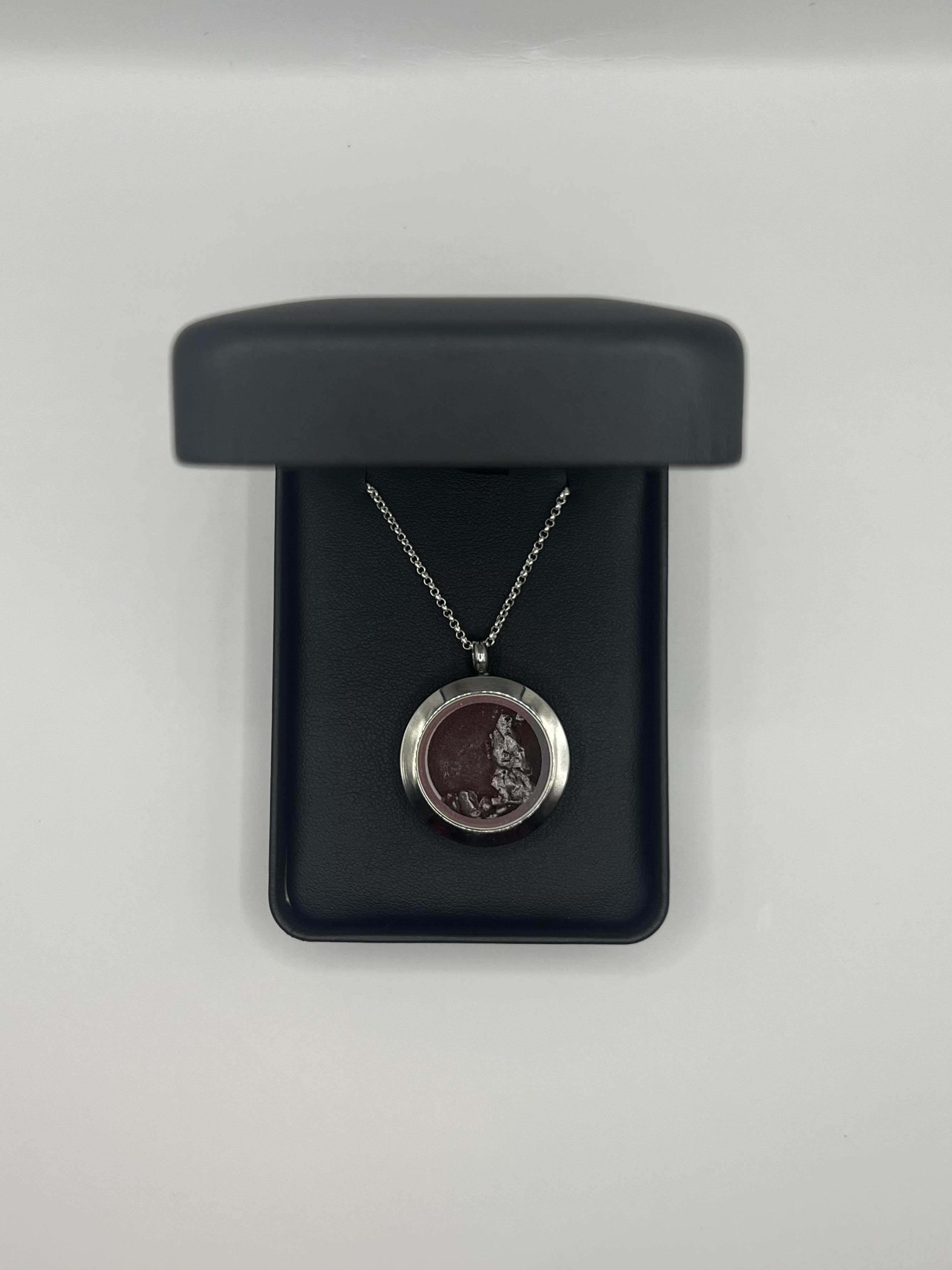 Magnetic Locket Necklace with Meteorite Campo del Cielo Sterling Pendant - The Space Store