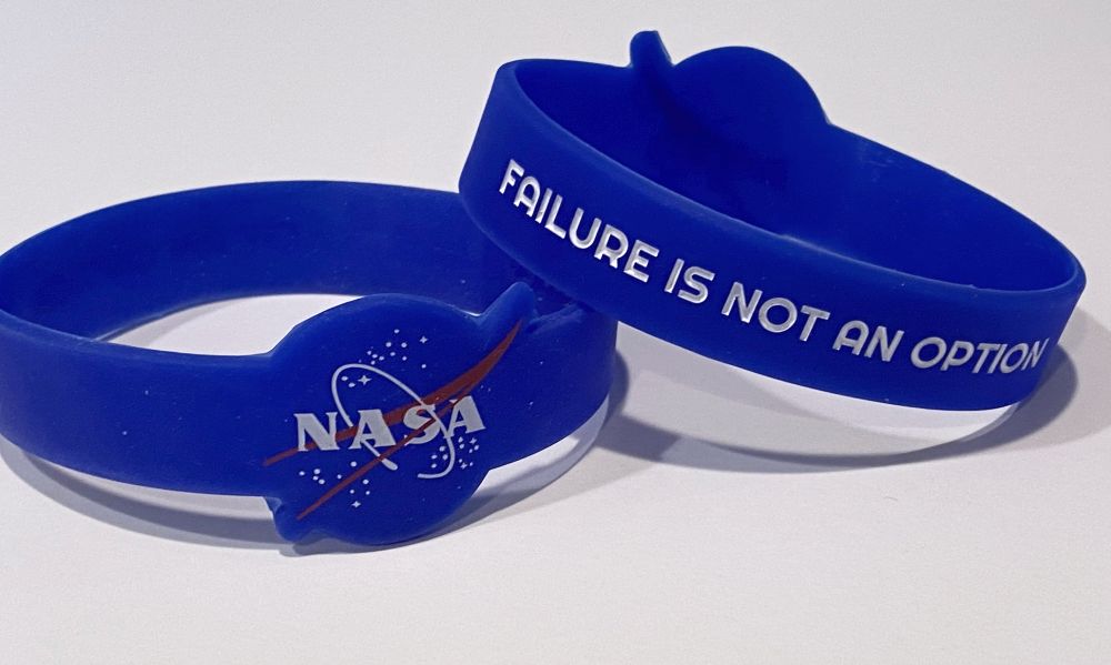 "Failure is Not An Option" Wristband with Die Cut NASA Meatball - The Space Store